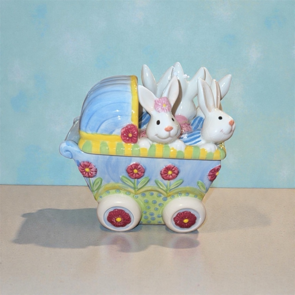 Vintage Easter Fitz & Floyd "Easter Parade" Lidded Box New In Box 5" x6" - Picture 2 of 9